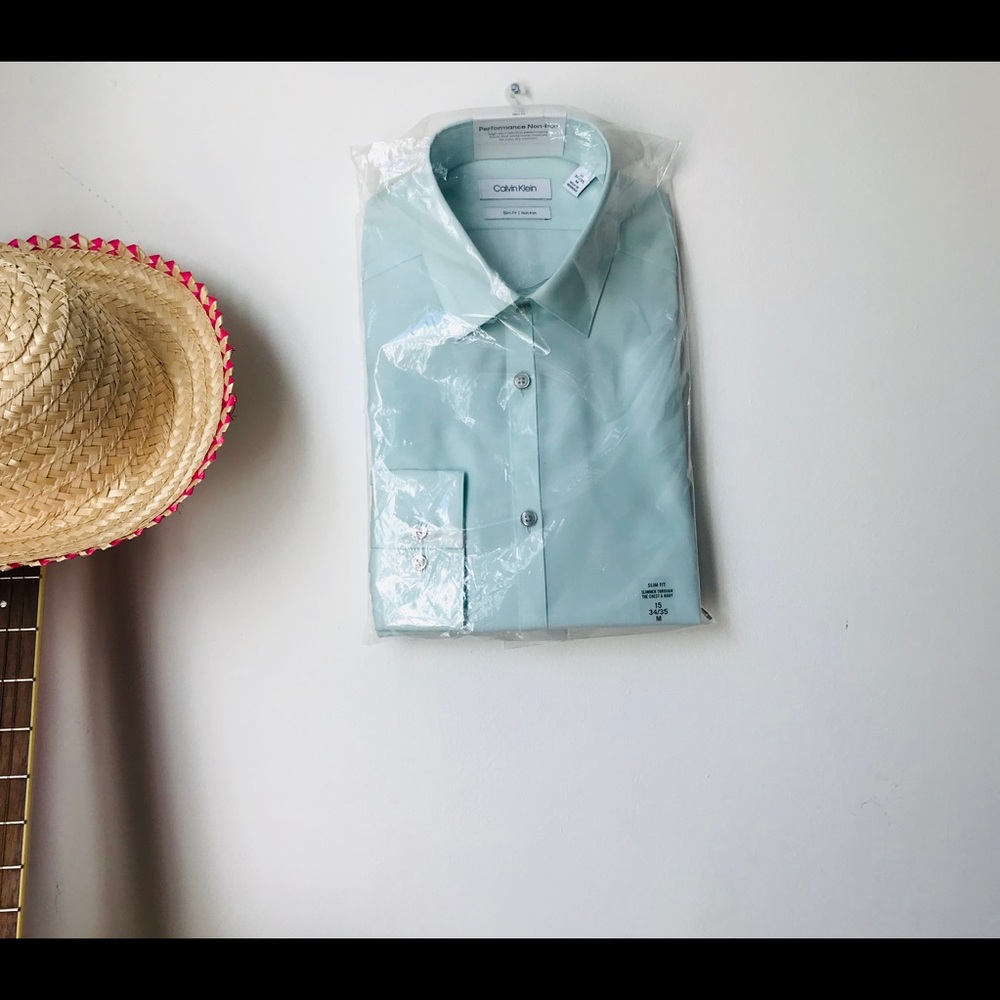 Calvin Klein Electric Blue Dress Shirt,15.5, 34/35
